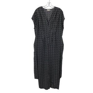Max Studio Wide Leg Jumpsuit Polka Dot Cap Sleeve Belted Black/White Size 1X